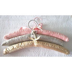 Fabric Satin Padded Hangers Pastel Colors - Shabby Victorian Vibe - Set Five (5)